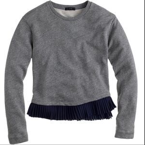 Jcrew Grey Sweatshirt w/ Navy Satin Peplum Ruffle size XS